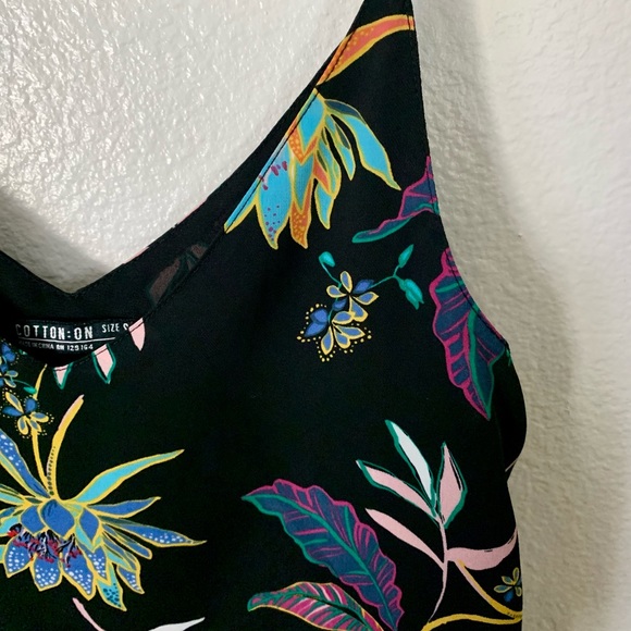 Cotton On Black Foral Camisole Tank Top Small - Picture 3 of 6